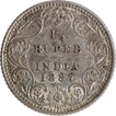 Rare Grade Silver Quarter Rupee Coin of Victoria Empress of Bombay Mint of 1887.