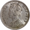 Rare Grade Silver Quarter Rupee Coin of Victoria Empress of Bombay Mint of 1887.