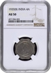 Rare NGC AU 50 Graded Cupro Nickel Four Annas Coin of King George V of Bombay Mint of 1920.