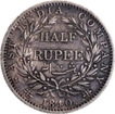 Extremely Rare 1840 Silver Half Rupee Coin of Calcutta Mint of Victoria Queen.