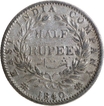 Rare Silver Half Rupee Coin of Indian Head Victoria Queen of Calcutta Mint of 1840.