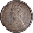 Extremely Rare NGC AU Graded Silver Half Rupee Coin of Victoria Empress of Calcutta Mint of 1880.