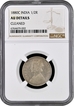 Extremely Rare NGC AU Graded Silver Half Rupee Coin of Victoria Empress of Calcutta Mint of 1880.