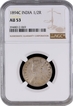 Rare NGC AU 53 Graded Silver Half Rupee Coin of Victoria Empress of Calcutta Mint of 1894.