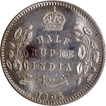 Very Rare Year Silver Half Rupee Coin of King Edward VII of Calcutta Mint of 1905 with Toning.