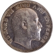 Very Rare Year Silver Half Rupee Coin of King Edward VII of Calcutta Mint of 1905 with Toning.