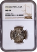 NGC MS 64 Graded 1934 of Silver Half Rupee  Coin of Calcutta Mint of King George V.