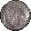 Extremely Rare NGC MS 61  Graded Unlisted Silver One Rupee Coin of Victoria Queen  of Calcutta  Mint of 1840.