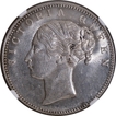 Rare NGC MS 62  Graded Silver One Rupee Coin of Victoria Queen  of Calcutta  Mint of 1840.