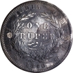 Scarce 1840 27 Berries Silver One Rupee Coin of Victoria Queen Divided Legend of Calcutta Mint.