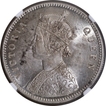 Rare NGC MS 62 Graded Victroia Queen of Silver One Rupee Coin of Calcutta Mint of 1862.