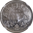 Extremely Rare NGC MS 63 Graded Victroia Queen of Silver One Rupee Coin of Madras Mint of 1862.