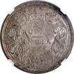 Very Rare NGC AU 58 Graded Silver One Rupee Coin of Bombay Mint of Victoria Queen of 1862.