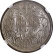 Rare NGC MS 61 Graded Silver One Rupee Coin of Victoria Queen of Bombay Mint of 1862.