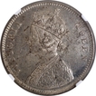 Rare NGC MS 62 Graded Silver One Rupee Coin of Victoria Queen of 1862 of Bombay Mint.