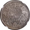 NGC AU 58 Graded Silver One Rupee Coin of 1862 of Bombay Mint of Victoria Queen.