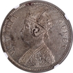 NGC AU 58 Graded Silver One Rupee Coin of 1862 of Bombay Mint of Victoria Queen.