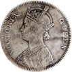 Rare Top Flower Dot 1862 Silver One Rupee Coin of Victoria Queen of Bombay Mint.