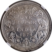 Very Rare NGC MS 62 Graded Silver One Rupee Coin of Bombay Mint of 1874 of Victoria Queen.