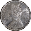 Rare NGC MS 62 Graded Silver One Rupee Coin of Calcutta Mint of Victroia Empress of 1877.