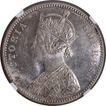 Rare NGC MS 62 Graded Silver One Rupee Coin of Victoria Empress of Bombay Mint of 1884.