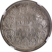 NGC MS 62 Graded Silver One Rupee Coin of Victoria Empress of 1885 of Calcutta Mint.