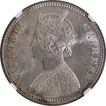 NGC MS 62 Graded Silver One Rupee Coin of Victoria Empress of 1885 of Calcutta Mint.