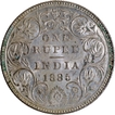 B Raised Silver One Rupee Coin of Victoria Empress of Bombay Mint of 1885.