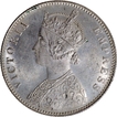 Uncirculated 1885 B Raised Silver One Rupee Coin of Victoria Empress of Bombay Mint.