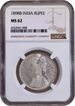 Very Rare NGC MS 62 Graded Silver One Rupee Coin of Bombay Mint of Victoria Empress of 1898.