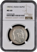 Rare NGC MS 60 Graded Silver One Rupee Coin of King Edward VII of Calcutta Mint of 1907.