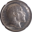 Rare NGC MS 63+ Graded Silver One Rupee Coin of King Edward VII of Calcutta Mint of 1909.