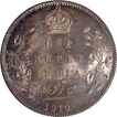 Rare Uncirculated Silver One Rupee Coin of King Edward VII of Bombay Mint of 1910 with Toning.