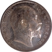 Rare Uncirculated Silver One Rupee Coin of King Edward VII of Bombay Mint of 1910 with Toning.