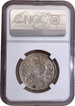 Scarce NGC MS 63 Graded 1914 Silver One Rupee Coin of Calcutta Mint of King George V.