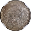 1918 Silver One Rupee Coin of NGC MS 61 Graded of King George V of Bombay Mint.