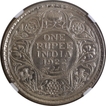 Rare Date NGC UNC Graded Silver One Rupee Coin of King George V of Bombay Mint of 1922.