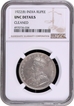 Rare Date NGC UNC Graded Silver One Rupee Coin of King George V of Bombay Mint of 1922.