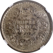 Rare Date NGC AU 58 Graded Silver One Rupee Coin of of King George VI of Bombay Mint of 1938.