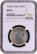 NGC MS 62 Graded Silver One Rupee Coin of 1944 of King George VI of Bombay Mint.