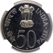NGC Graded Proof Fifty Paise Nickel Commemorative Coin of Jawaharlal Nehru of Bombay Mint of 1964.