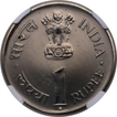 Very Rare PF 63 NGC Graded Proof Nickel One Rupee Commemorative Coin of Jawaharlal Nehru of Bombay Mint of 1964.