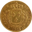 Gold Twenty Francs coin of Louis XVIII of 1814.