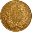 Gold Twenty Francs Coin of France of Paris Mint of 1850.