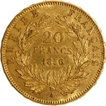 Gold Twenty Francs Coin of Napoleon III of France of 1856.