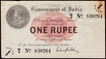 Very Rare One Rupee Banknote of King George V Signed by M M S Gubbay of 1917 of Madras Circle.