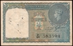 One Rupee Banknote of King George VI Signed by C E Jones of 1944.