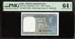 Rare PMG 64 Graded One Rupee Banknote of King George VI Signed by C E Jones of 1944 of British India.