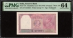 Rare PMG 64 Graded Two Rupees Banknote of British India of King George VI Signed by C D Deshmukh of 1943.