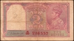 Very Rare Two Rupees Banknote of King George VI Signed by C D Deshmukh of 1949 with red serial number.